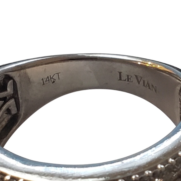LeVian 14K White Gold Champagne and White Diamond Band Ring Size 6.75 #20770 - Picture 5 of 7